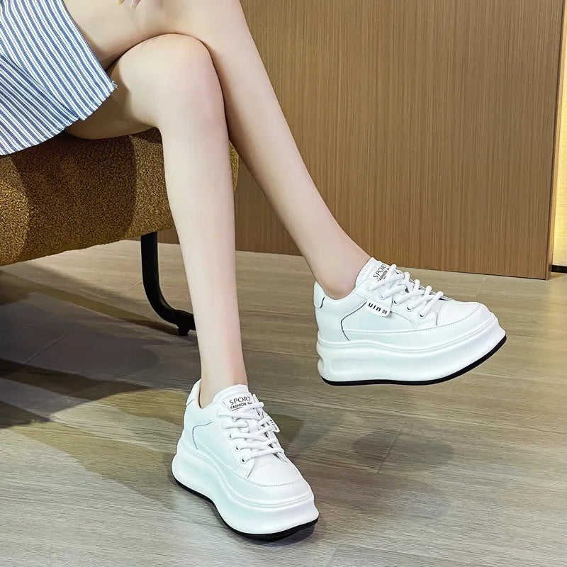 Lace Up Round Toe Platform Sneakers 