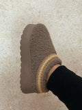 WILD DIVA Embroidered Trim Platform Sherpa Boots 