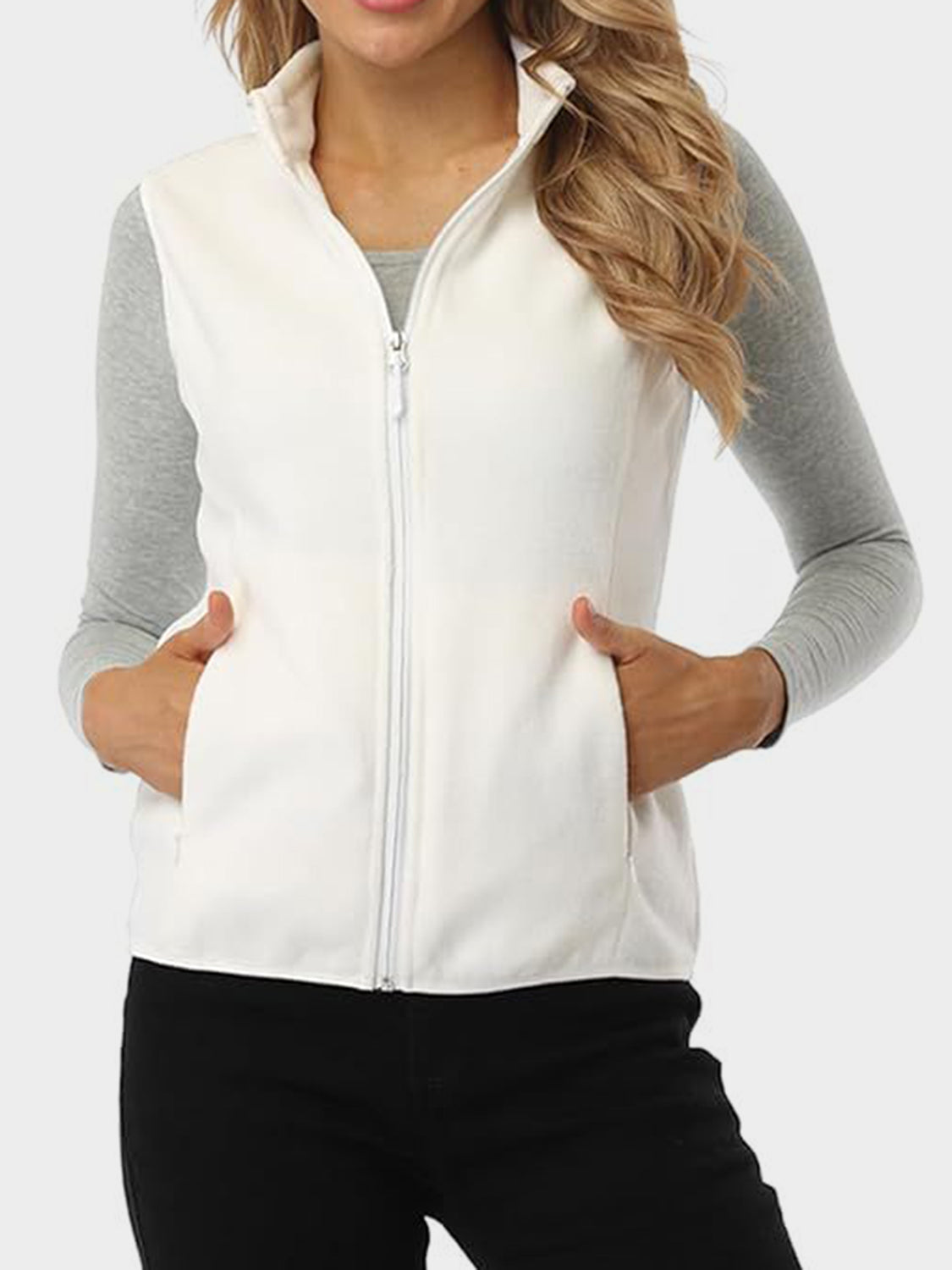 Zip Up Turtleneck Vest with Pockets 