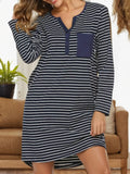 Striped Long Sleeve Lounge Dress Lingerie & Nightwear