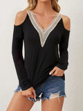 V-Neck Cold Shoulder Long Sleeve T-Shirt 