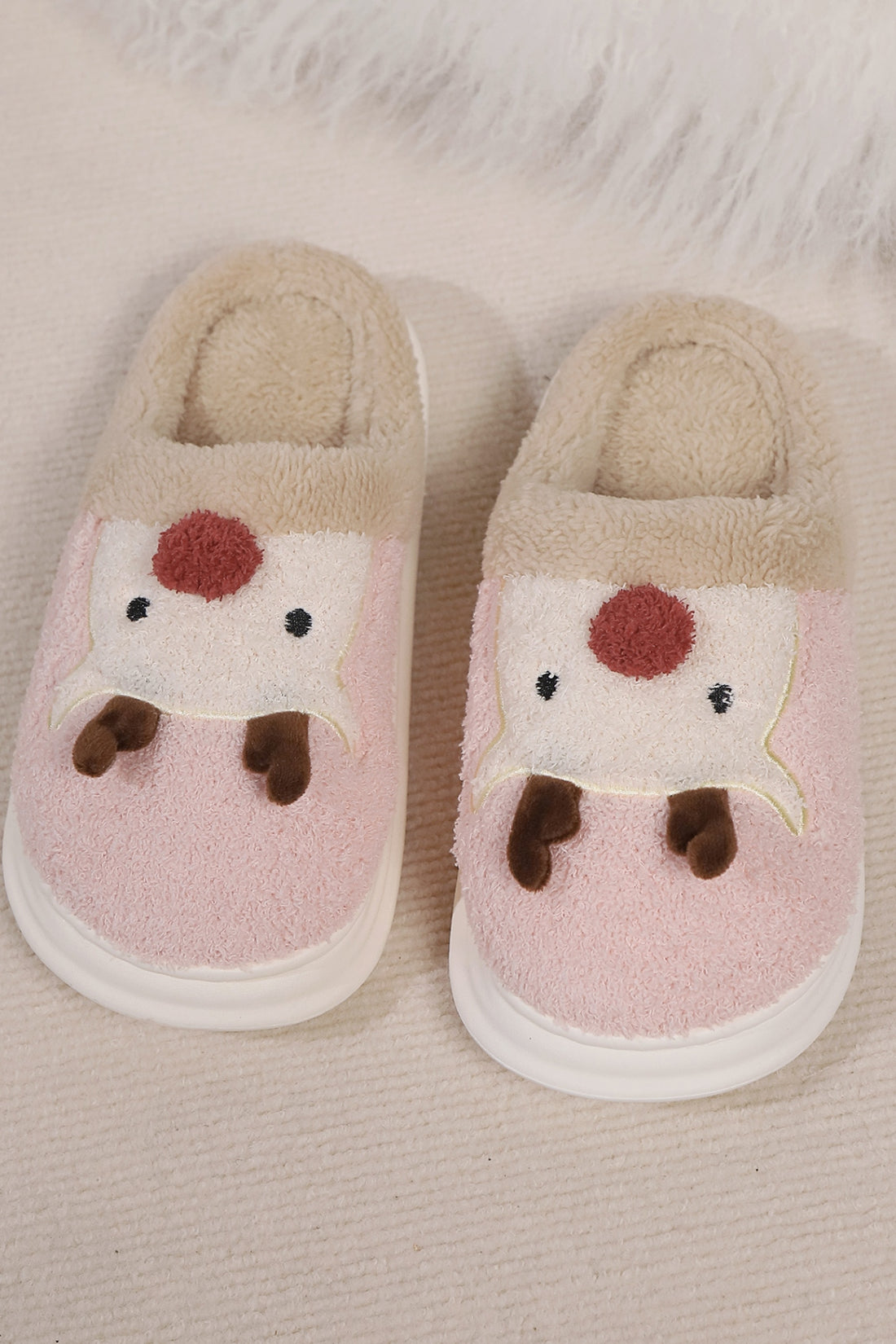 Elk Furry PVC Flat Slippers 