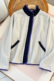 Double Take Snap Down Contrast Fleece Jacket with Pockets 