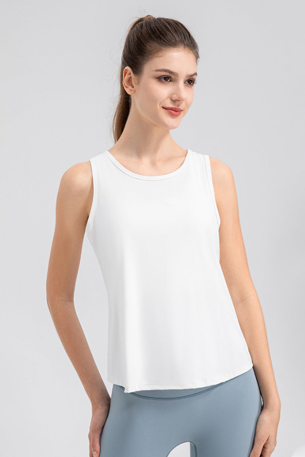Wide Strap Round Neck Active Tank 