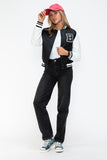 Love Me Now PU Leather Contrast Snap Down Bomber Jacket 