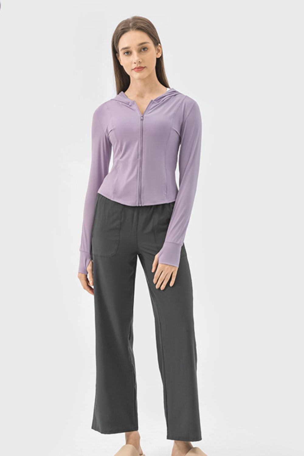 Millennia Pocketed Zip Up Hooded Long Sleeve Active Outerwear 