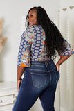 Tie Hem V-Neck Three-Quarter Sleeve Blouse 