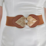 Alloy Leaf Buckle Elastic Belt 