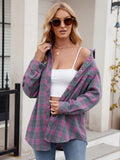 Mandy Pocketed Plaid Collared Neck Long Sleeve Shirt 