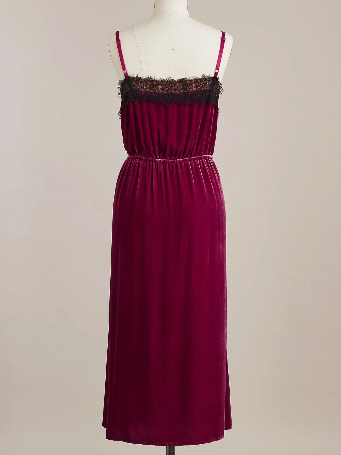 Velvet Cami Lounge Dress with Lace Trim Lingerie & Nightwear