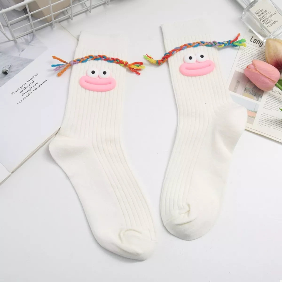 Cartoon Ribbed Knit Crew Socks Lingerie & Nightwear