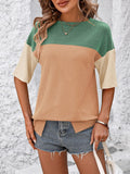 Mandy Color Block Round Neck Half Sleeve T-Shirt 