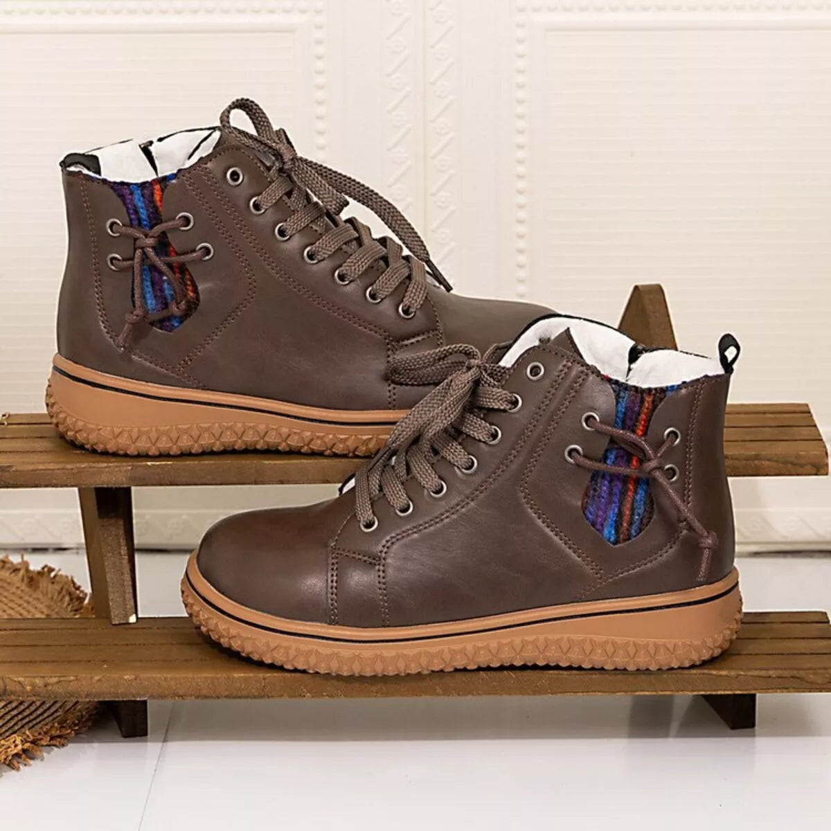 Round Toe Platform Ankle Boots 