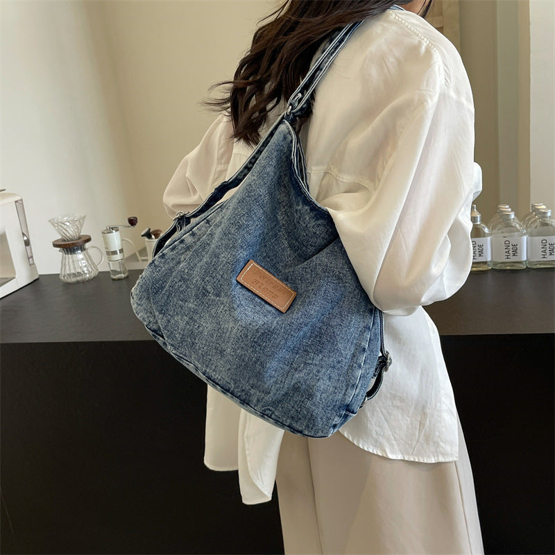 Adjustable Strap Denim Shoulder Bag 