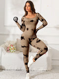 Scoop Neck Long Sleeve Active Jumpsuit 