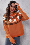 Ghost Pattern Round Neck Long Sleeve Sweater 