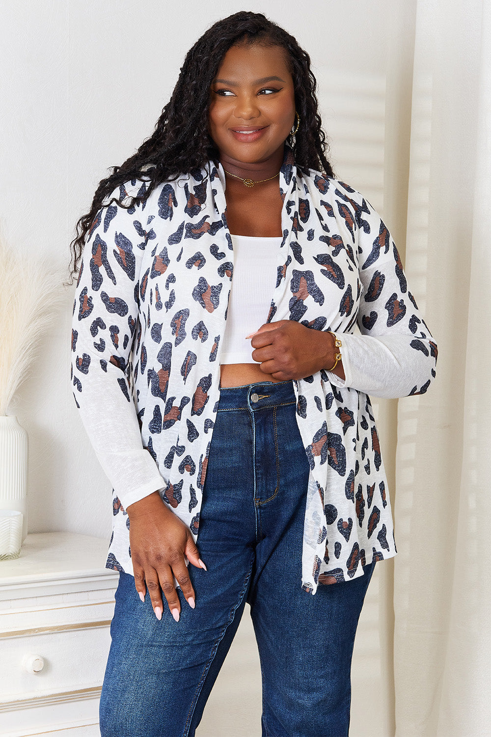 Double Take Leopard Long Sleeve Cardigan 
