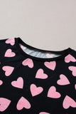 Heart Print Long Sleeve Top and Shorts Lounge Set Lingerie & Nightwear
