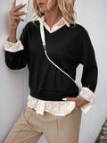 Perfee Faux Layered Contrast Long Sleeve Sweatshirt 