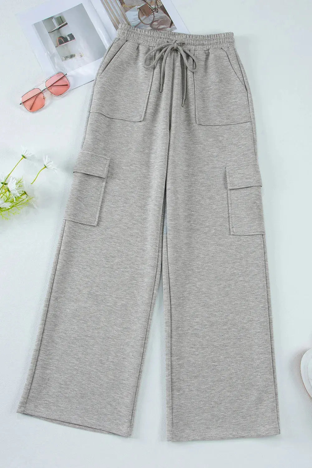 Drawstring Active Pants with Pockets 