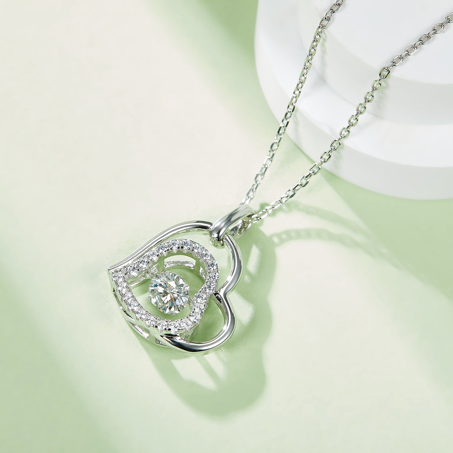 Moissanite 925 Sterling Silver Heart Necklace 