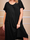 Plus Size Round Neck Short Sleeve Lounge Dress 