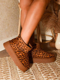 WILD DIVA Thermal Furry Leopard Platform Booties 