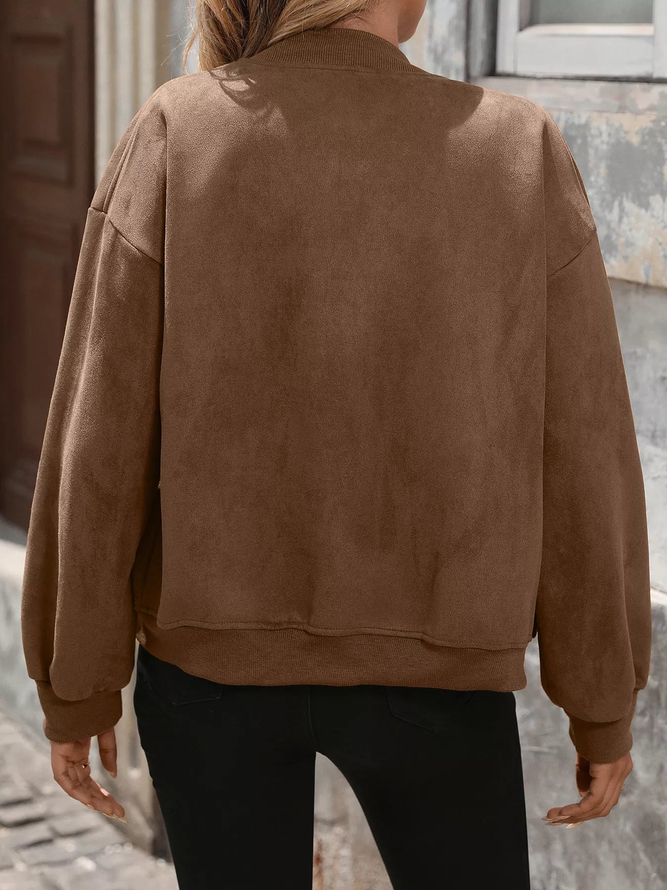 Zip Up Dropped Shoulder Jacket 