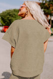 Gray Textured Loose Fit T Shirt and Drawstring Pants Set Two Piece Sets/Pant Sets