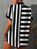 FAM-FAM Striped Button Up Short Sleeve Shirt 