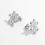 925 Sterling Silver Zircon Snowflake Earrings 