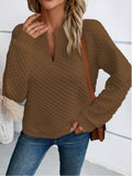 Notched Long Sleeve Sweatshirt 