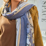 Printed Raw Hem Polyester Scarf 