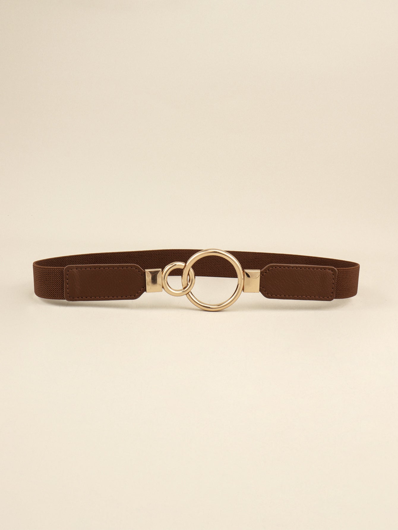 Double Ring Buckle Elastic PU Belt 