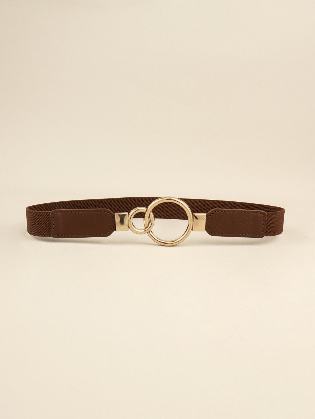 Double Ring Buckle Elastic PU Belt 