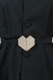 Rhinestone Heart Buckle Elastic Belt 
