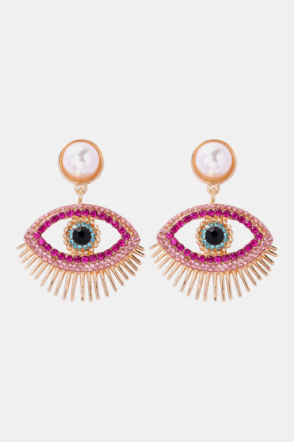 Evil Eye Shape Rhinestone Zinc Alloy Synthetic Dangle Earrings 