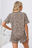 Full Size Leopard Short Sleeve Top and Shorts Lounge Set Plus Size Lingerie & Nightwear