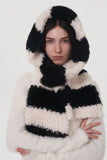 Fuzzy Contrast Striped Scarf 
