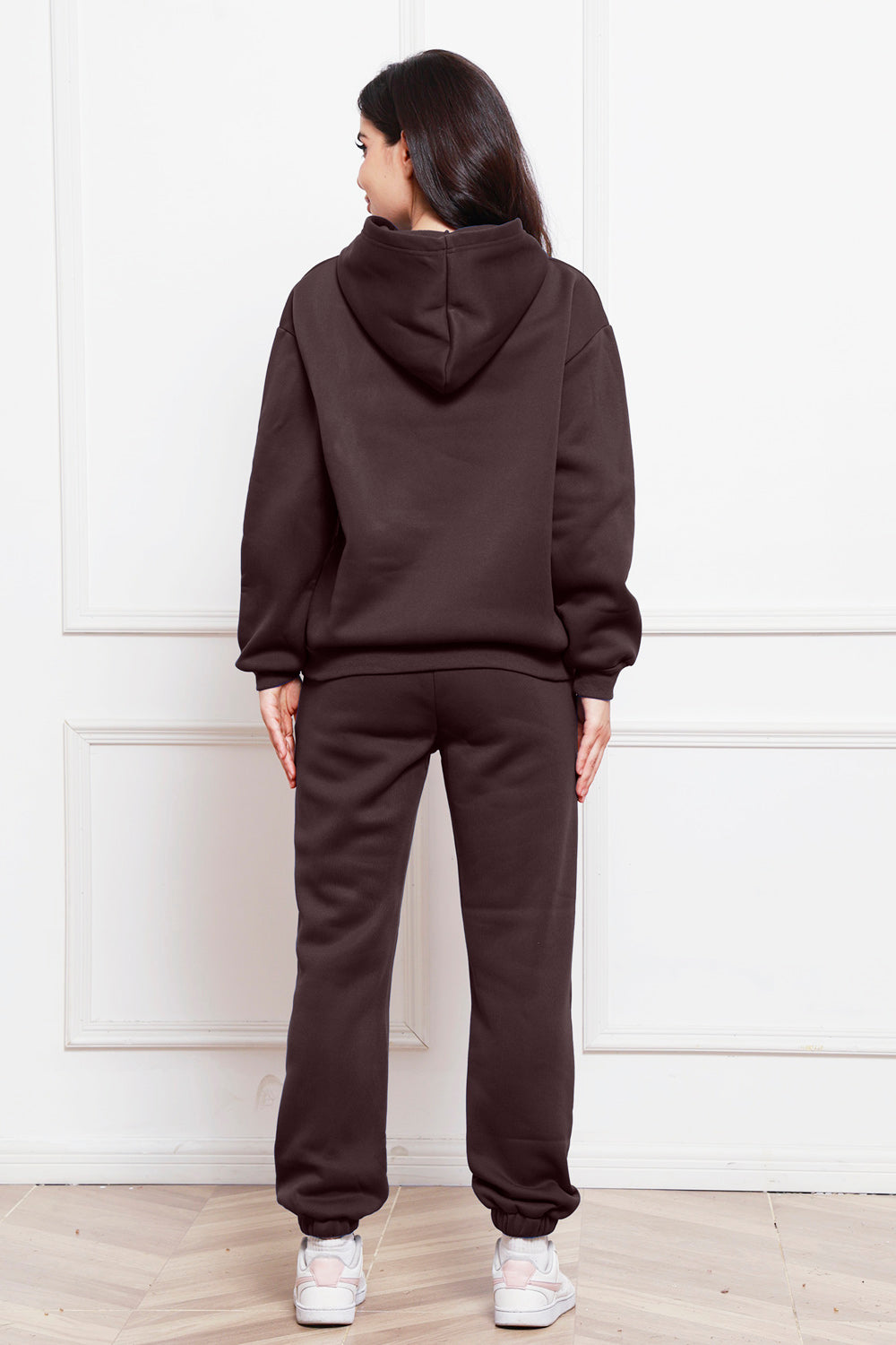 Drop Shoulder Long Sleeve Hoodie and Pants Set 