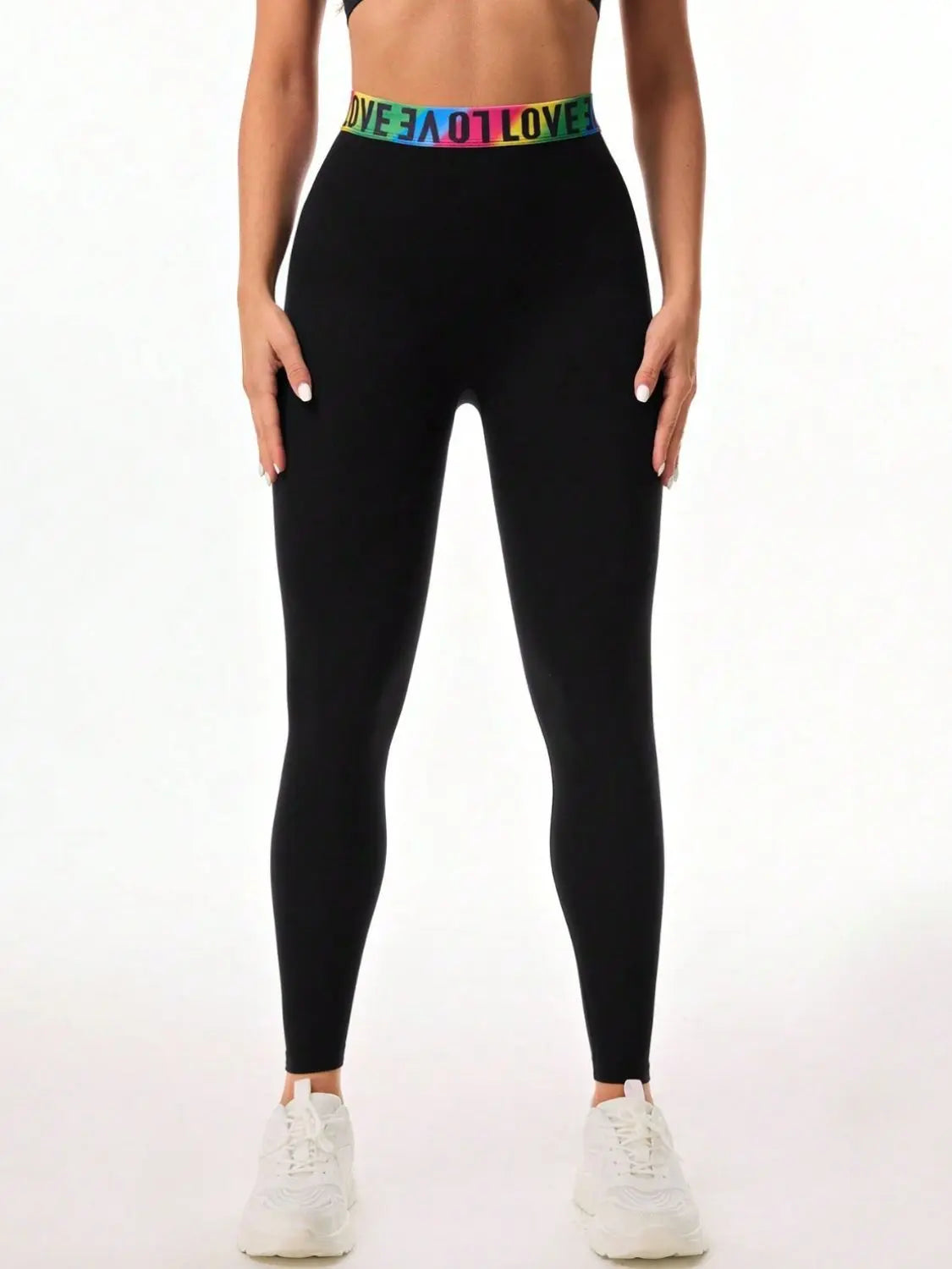 Letter Printed High Waist Active Leggings 