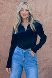 And The Why Full Size Johnny Collar Long Sleeve Ribbed Bodysuit 