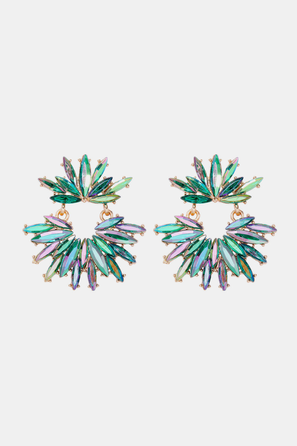 Flower Shape Glass Stone Dangle Earrings 