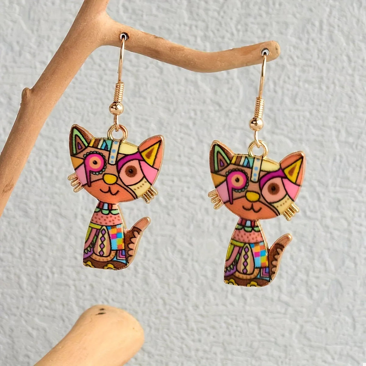 Colorful Cat Dangle Earrings 