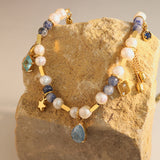 18K Gold-Plated Beaded Charm Necklace 