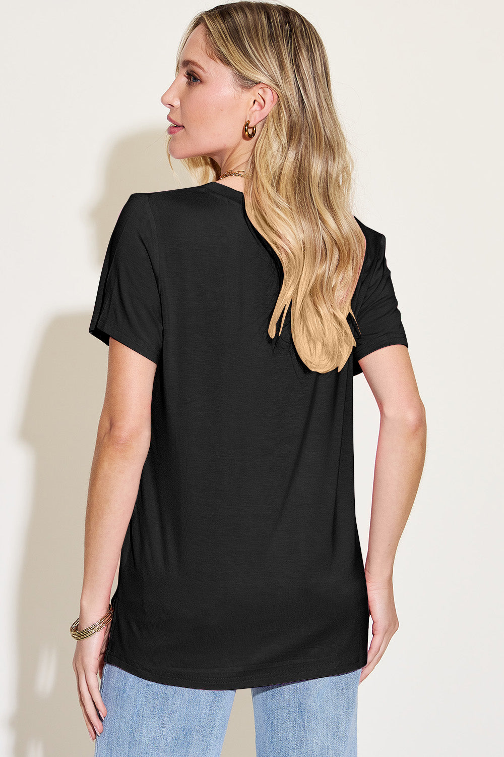 Basic Bae Bamboo Full Size V-Neck High-Low T-Shirt 