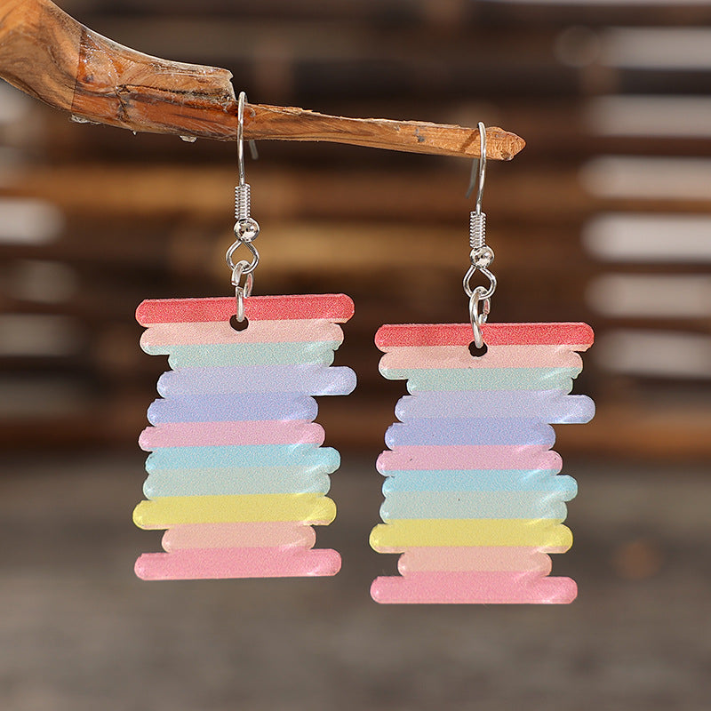 Acrylic Rainbow Dangle Earrings 