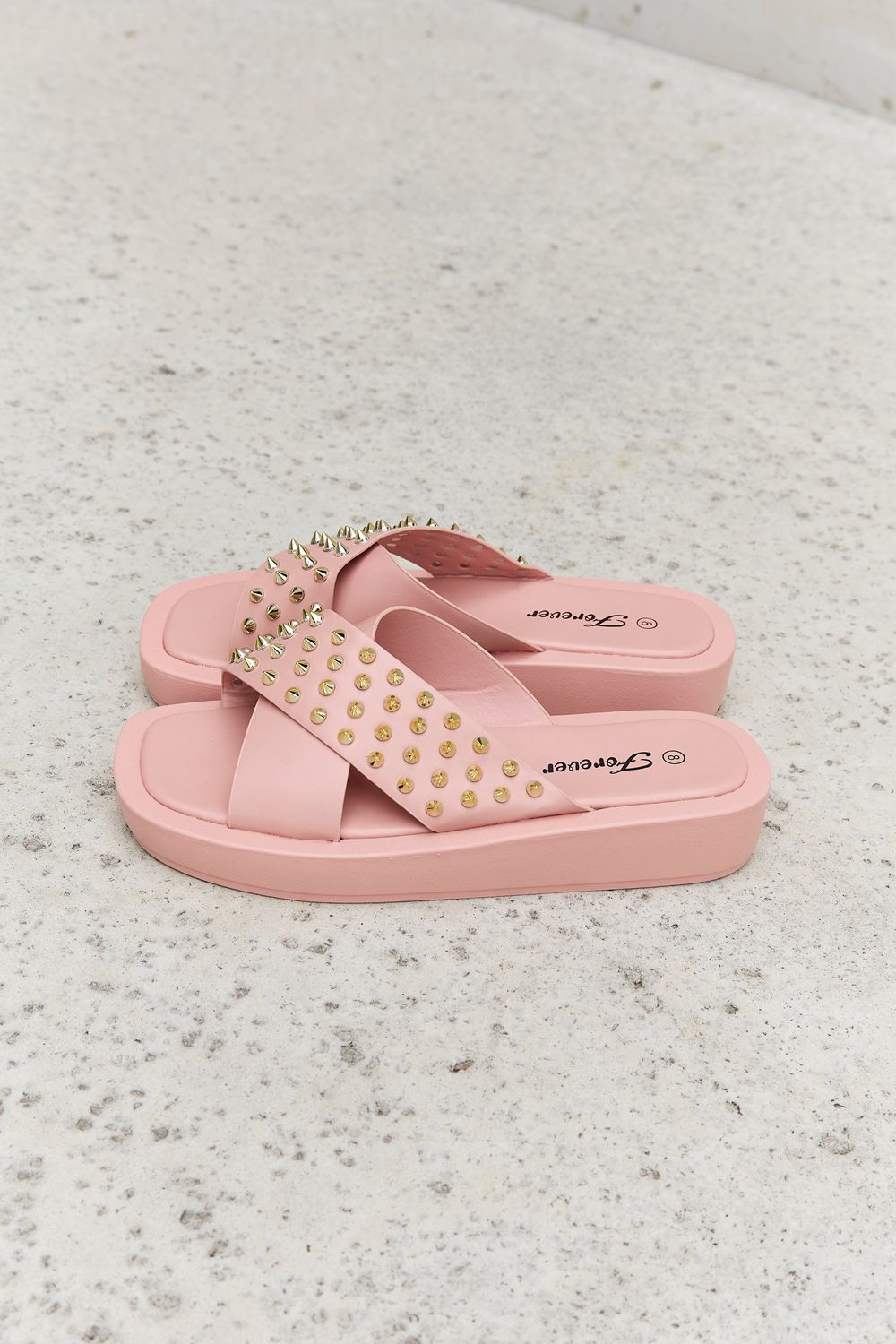 Forever Link Studded Cross Strap Sandals in Blush Footwear