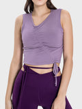 Millennia Drawstring Ruched Wide Strap Active Tank 