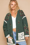 POL Embroidered Open Front Quilted Jacket with Crochet Pockets 